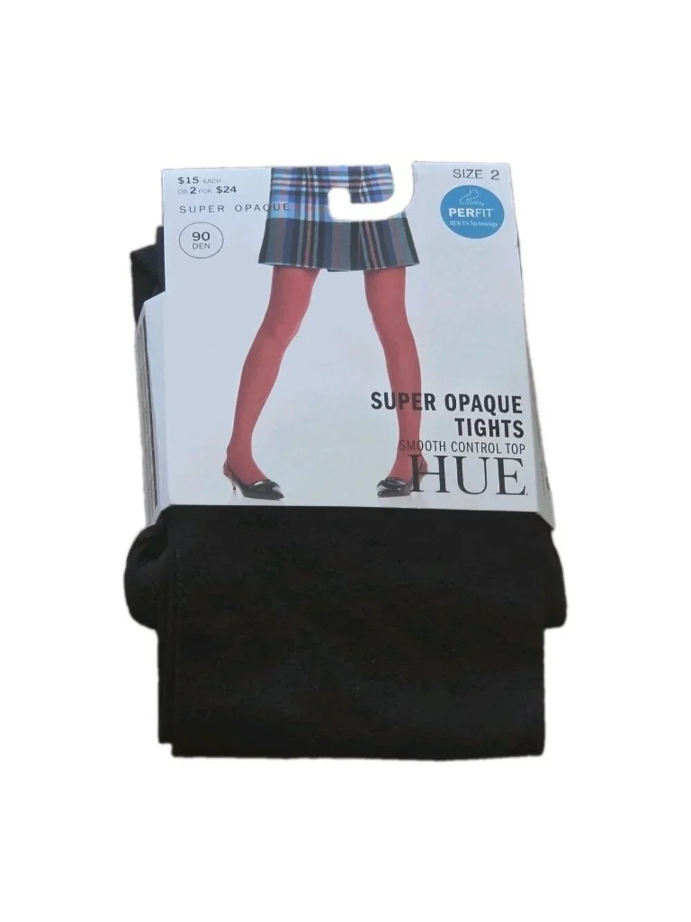 Hue Super Opaque Tights Smooth Control Top Size 2 5'5